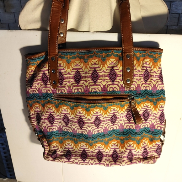 Multi color Ladies Handbag Relic Shoulder straps Snap Closure Boho - Picture 9 of 11